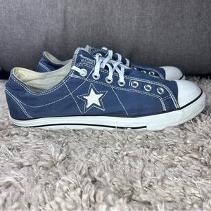 Men’s Converse One Star Shoes Blue White Canvas Low Top Sneakers Size 11